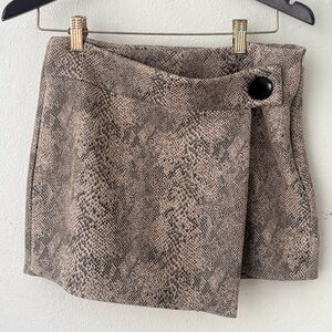 Zara Snake Print Skort M • Brown Black Animal Print Mini Wrap Skirt Shorts